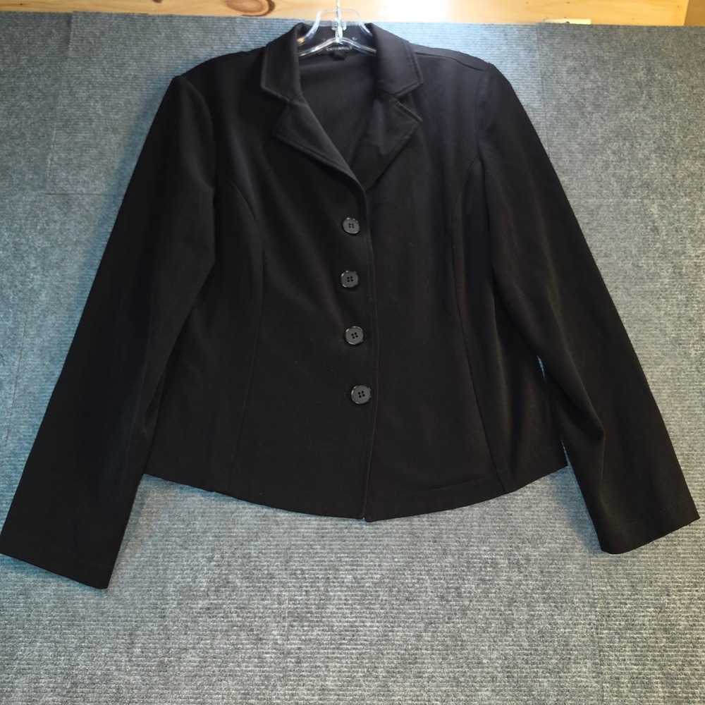 Raffinalla Blazer Women Size 6 Black Excellent Button Front Structured Stretch